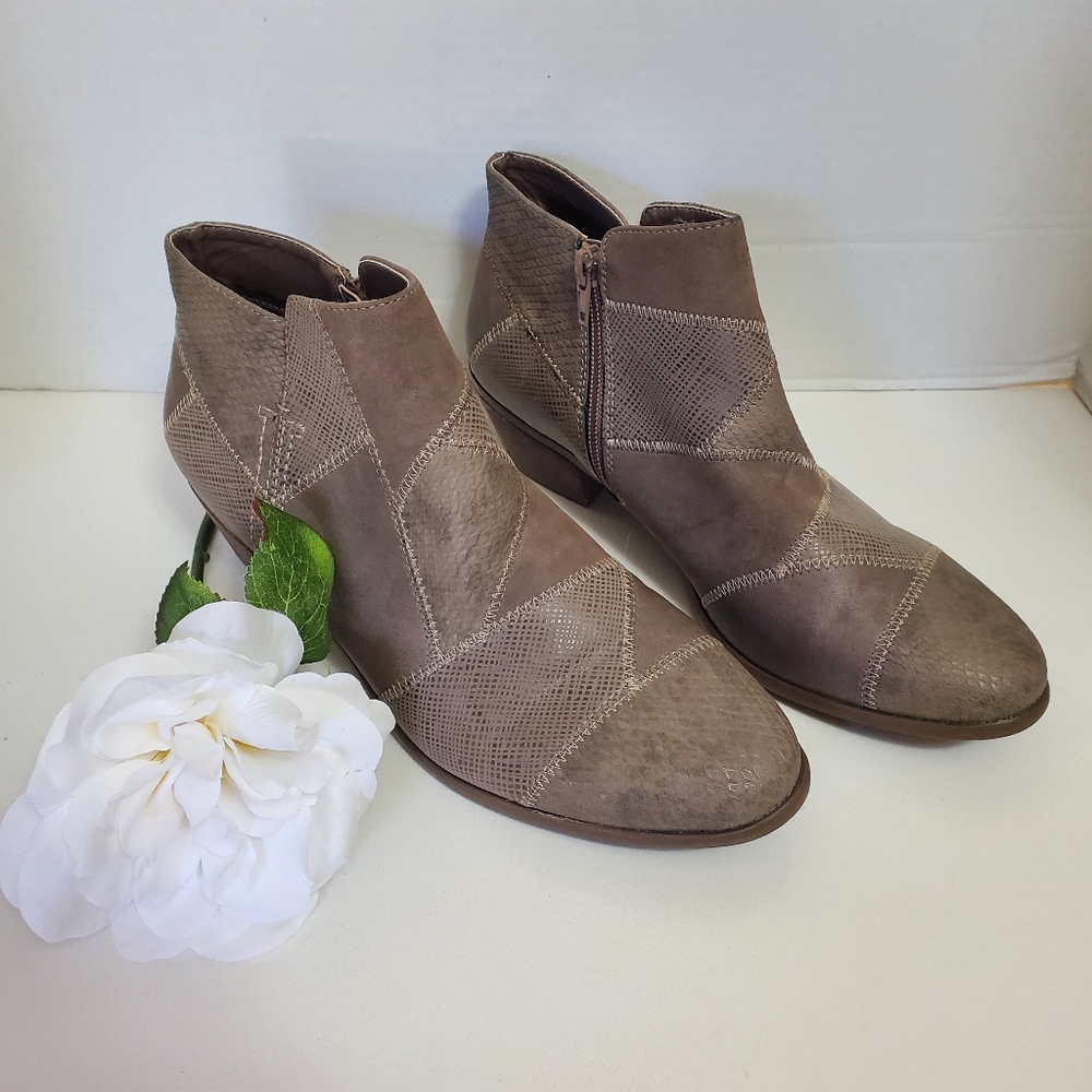 G.H. Bass Nina Mushroom Patchwork Faux Leather Booties, Size 10